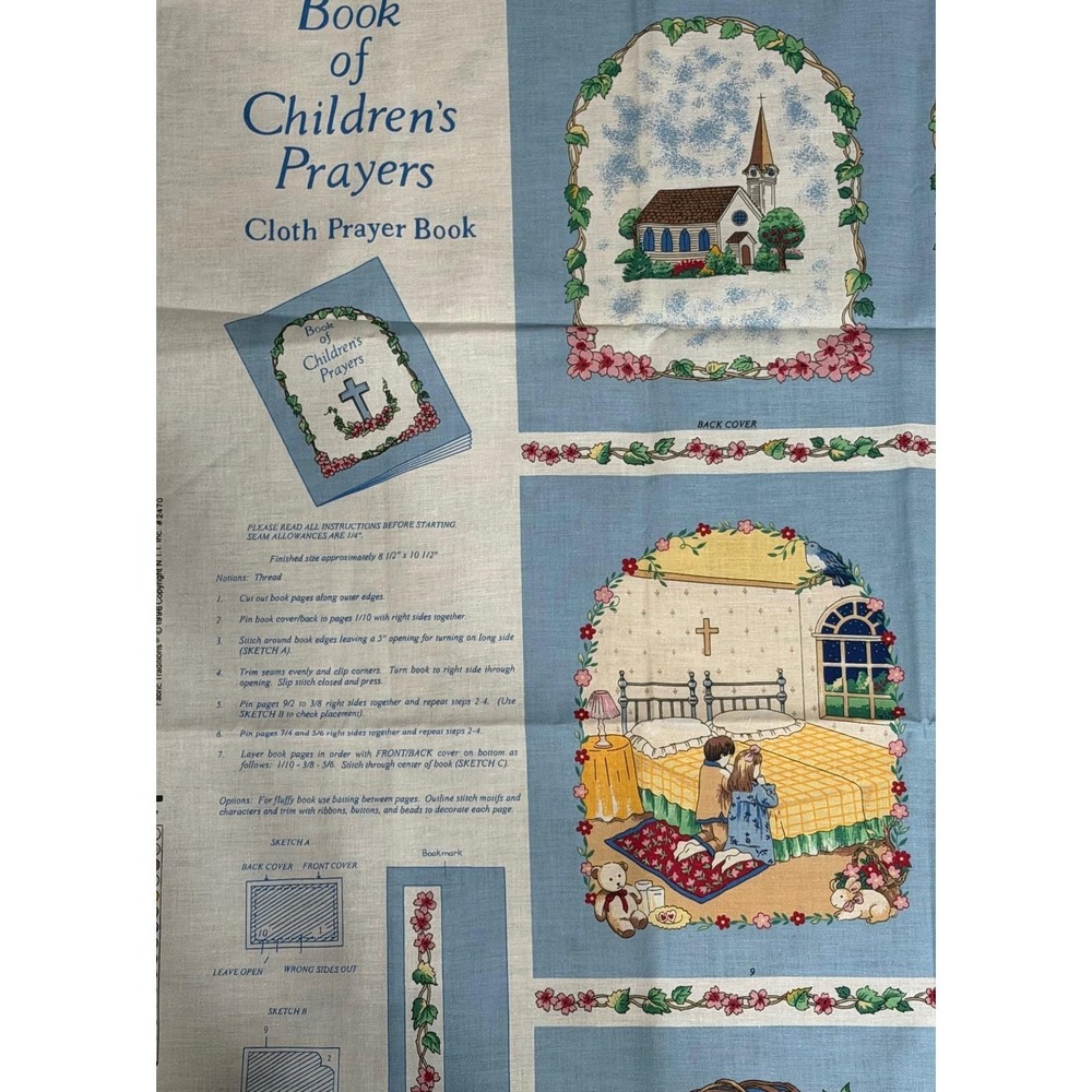 Vintage Children's Prayer Book Fabric Panel Cloth Book Cut Sew Christian 1996 - Picture 4 of 7
